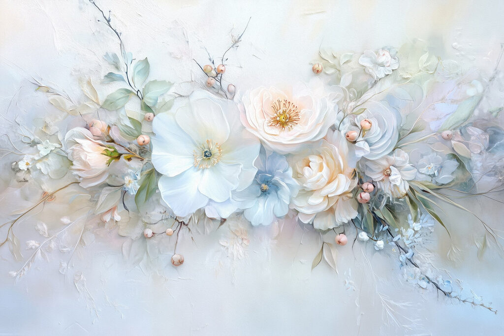 Bouquet azzurro dipinto — design completo