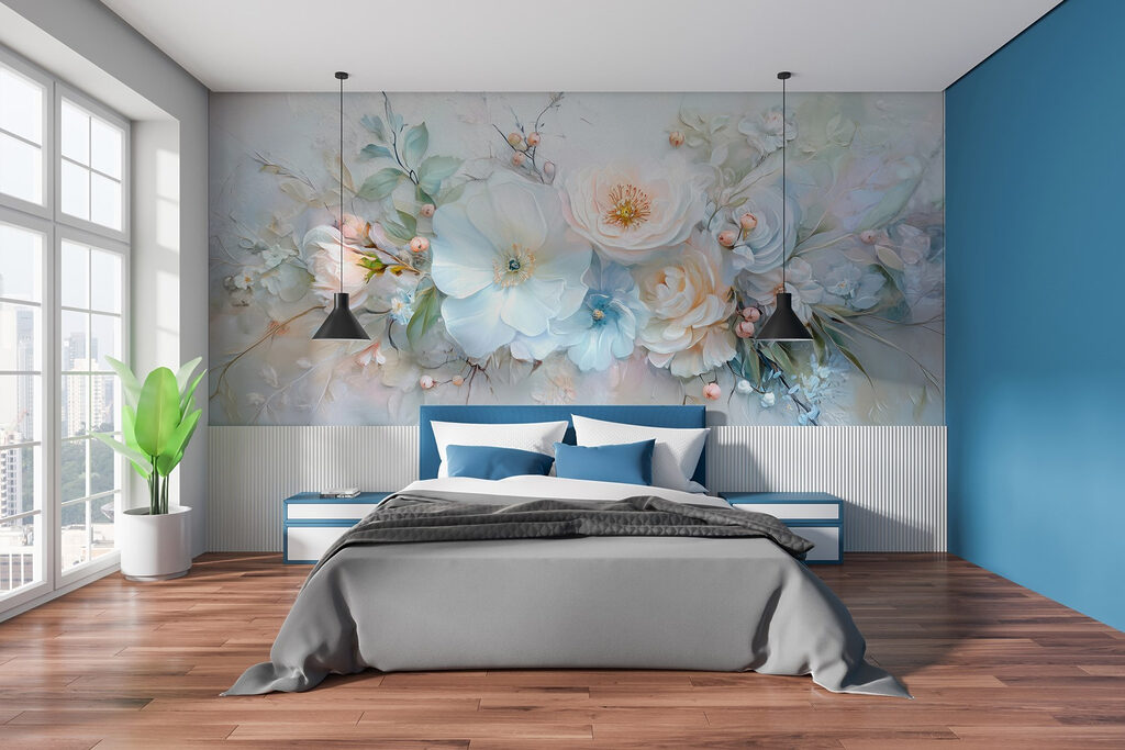 Bouquet azzurro dipinto — ambiente 1