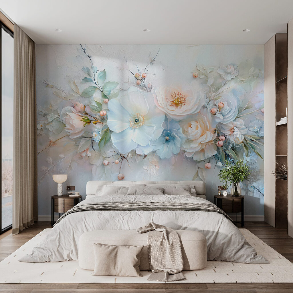 Bouquet azzurro dipinto — ambiente 3
