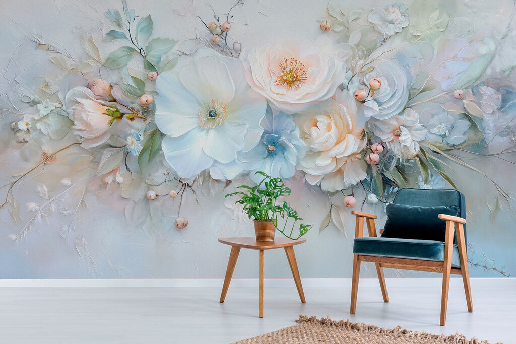 Bouquet azzurro dipinto — ambiente 5