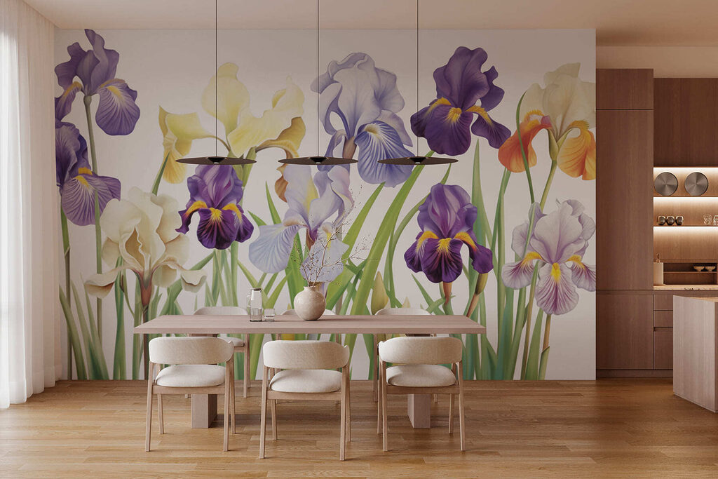 Iris viola e gialle — ambiente 2