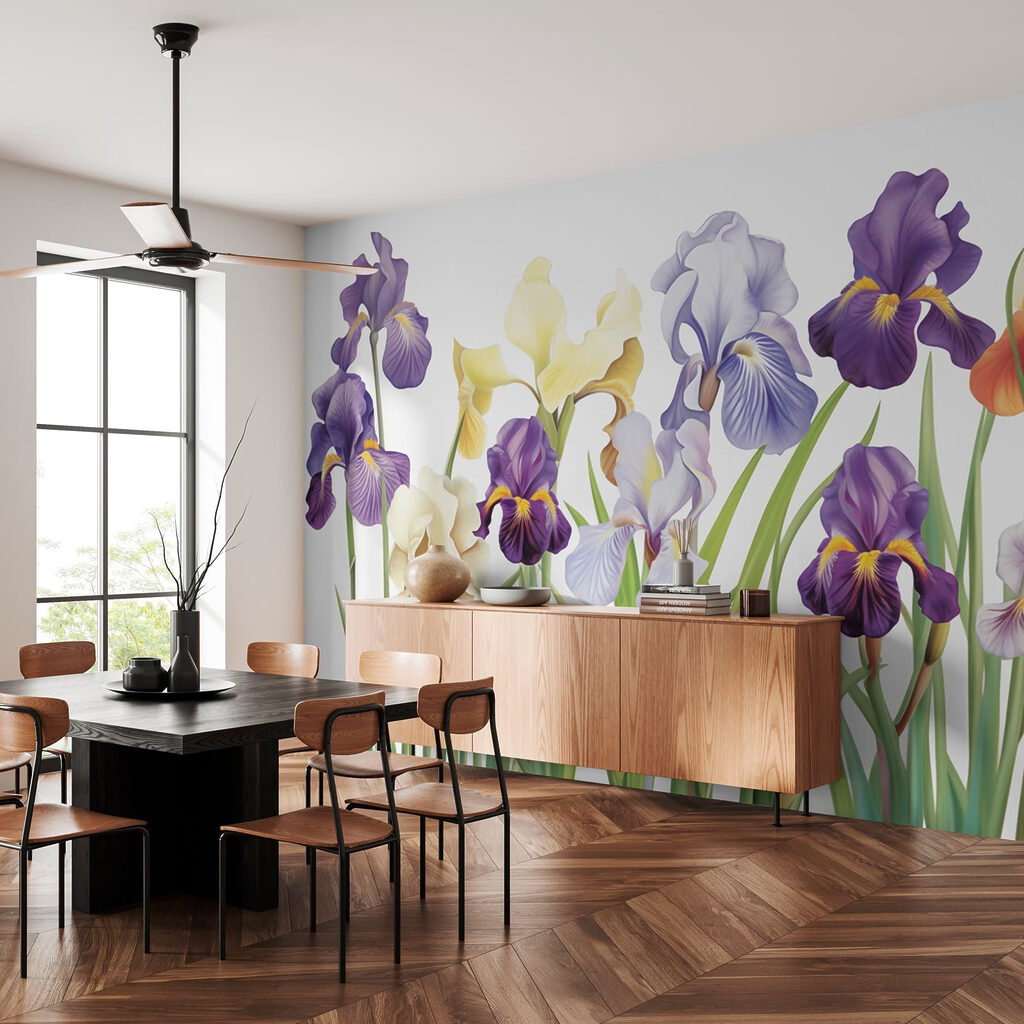 Iris viola e gialle — ambiente 3