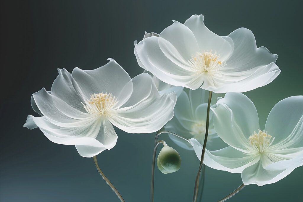 Fiori bianchi sul verde — design completo