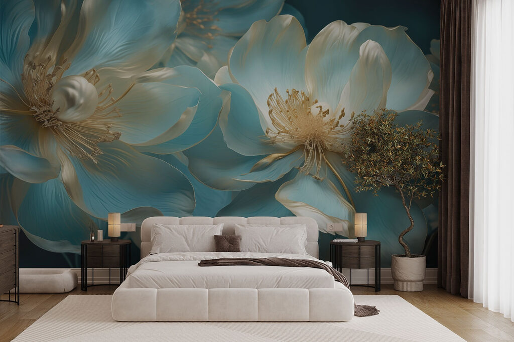 Fiori turchesi e oro — ambiente 2
