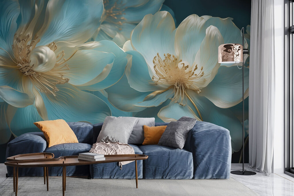 Fiori turchesi e oro — ambiente 3