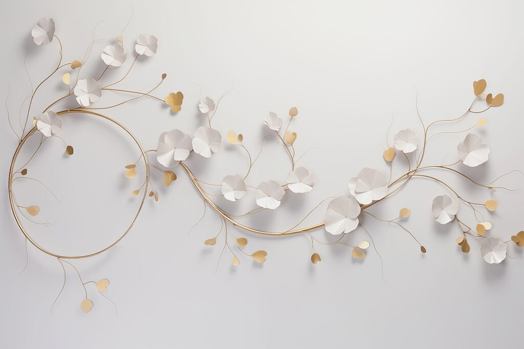 Fiorellini bianchi e oro — design completo