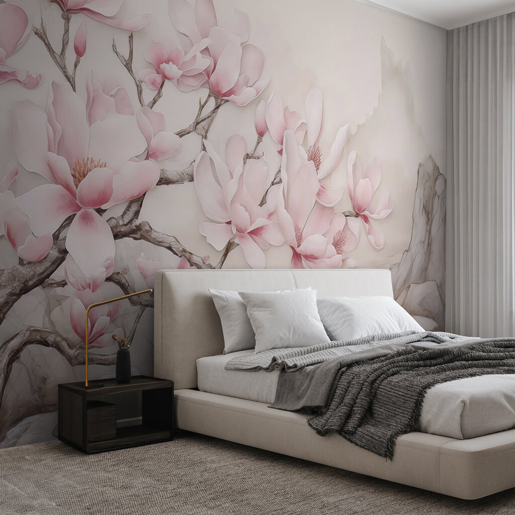 Magnolia rosa e montagne — ambiente 1