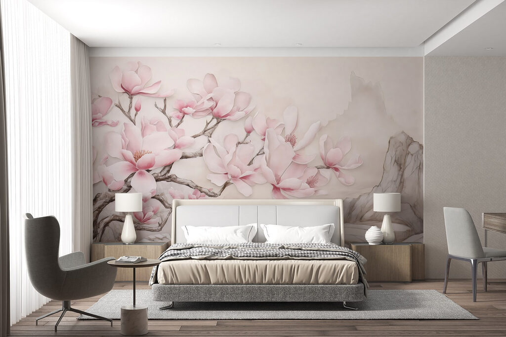 Magnolia rosa e montagne — ambiente 2