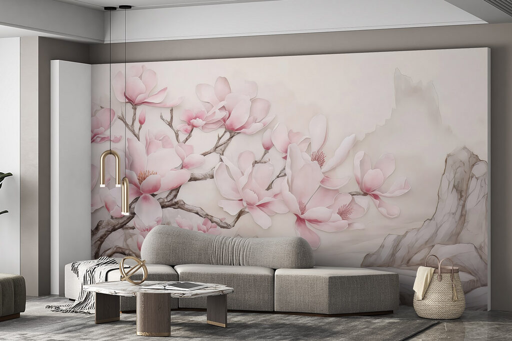 Magnolia rosa e montagne — ambiente 3