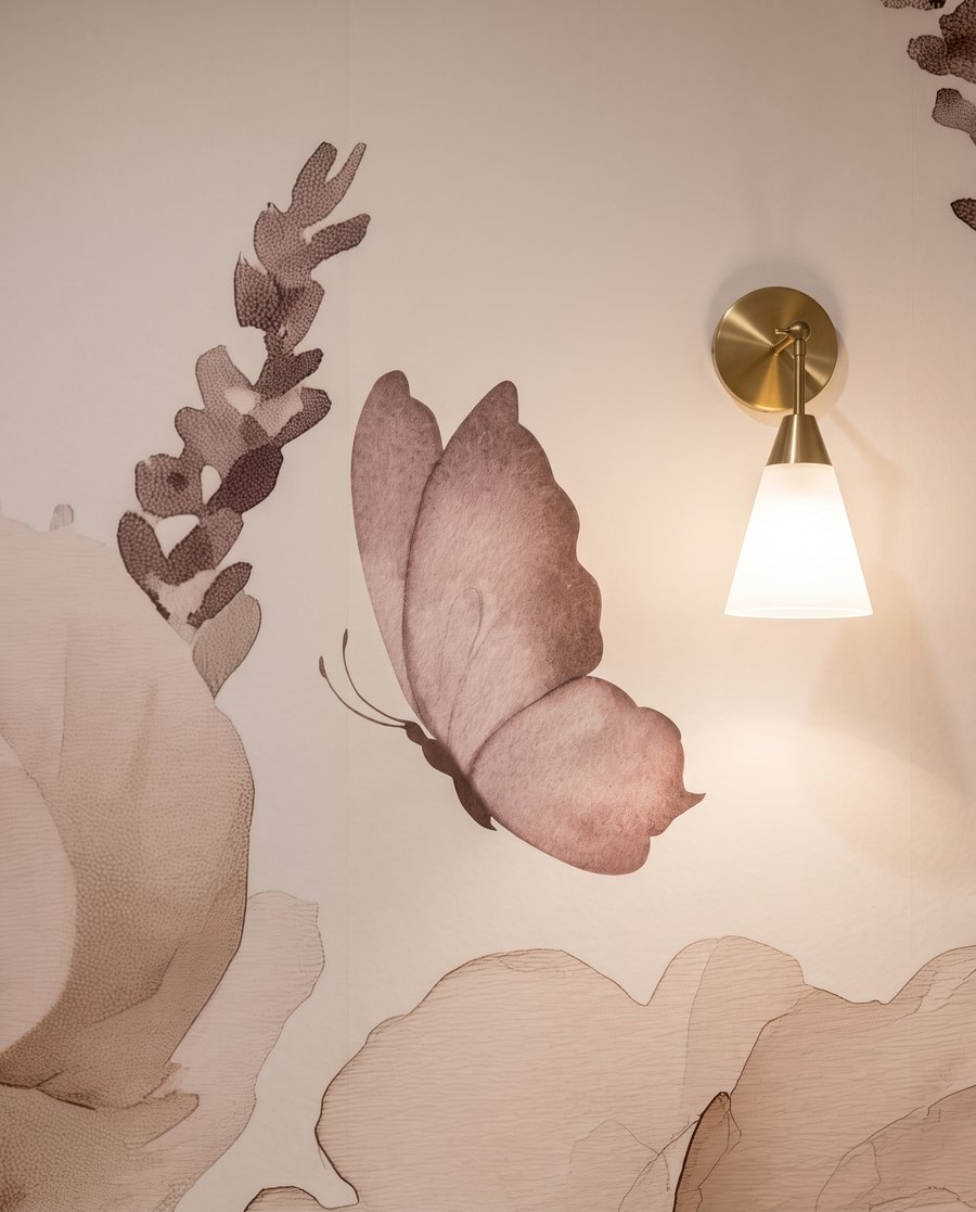 Farfalle tra fiori rigogliosi — dettaglio