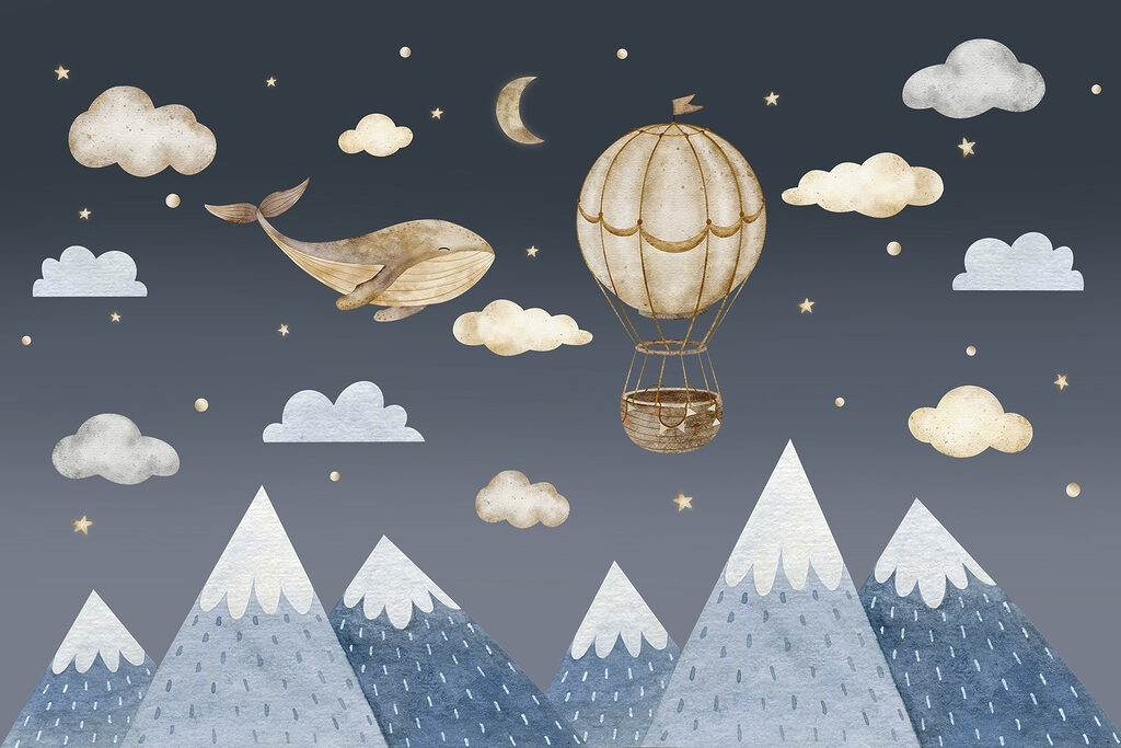 Balena e mongolfiera — design completo