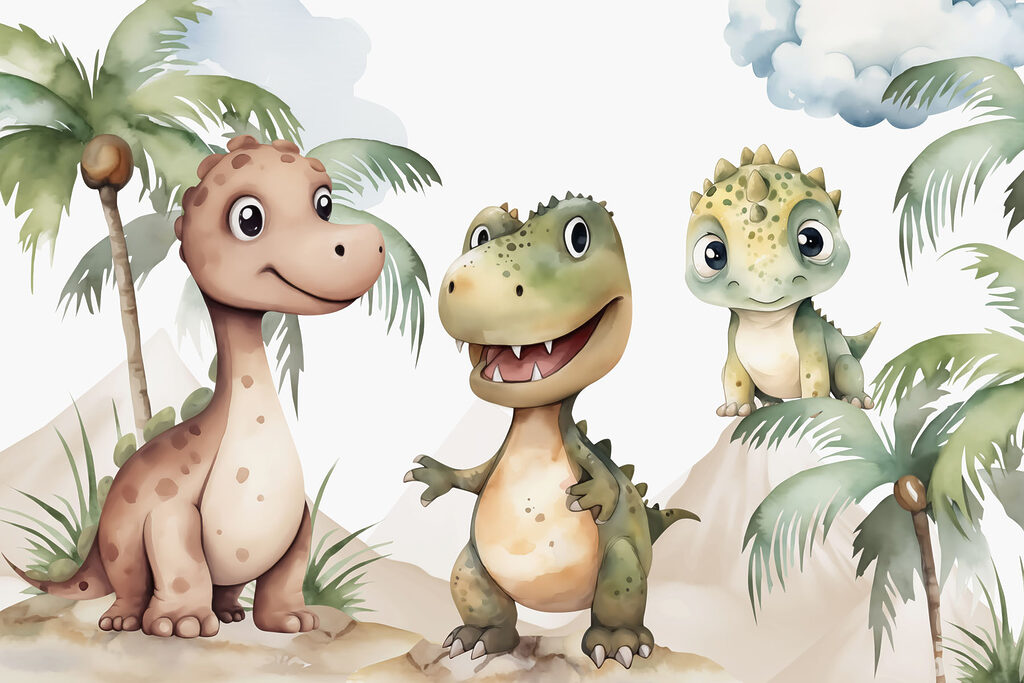 Dinosauri tra le palme — design completo