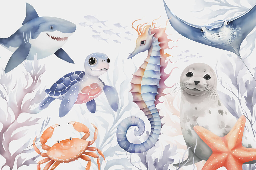 Animali marini e coralli — design completo