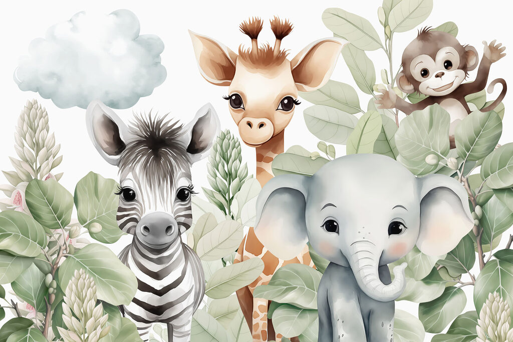 Zebra e scimmietta — design completo