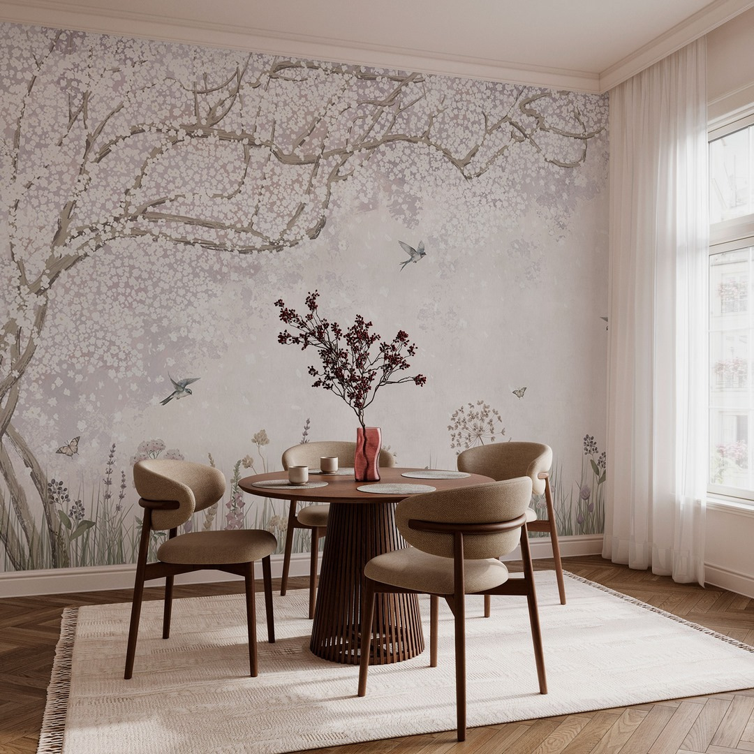 Albero fiorito con uccelli — ambiente 3