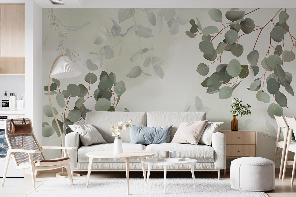 Foglie tonde e ombre in un ambiente