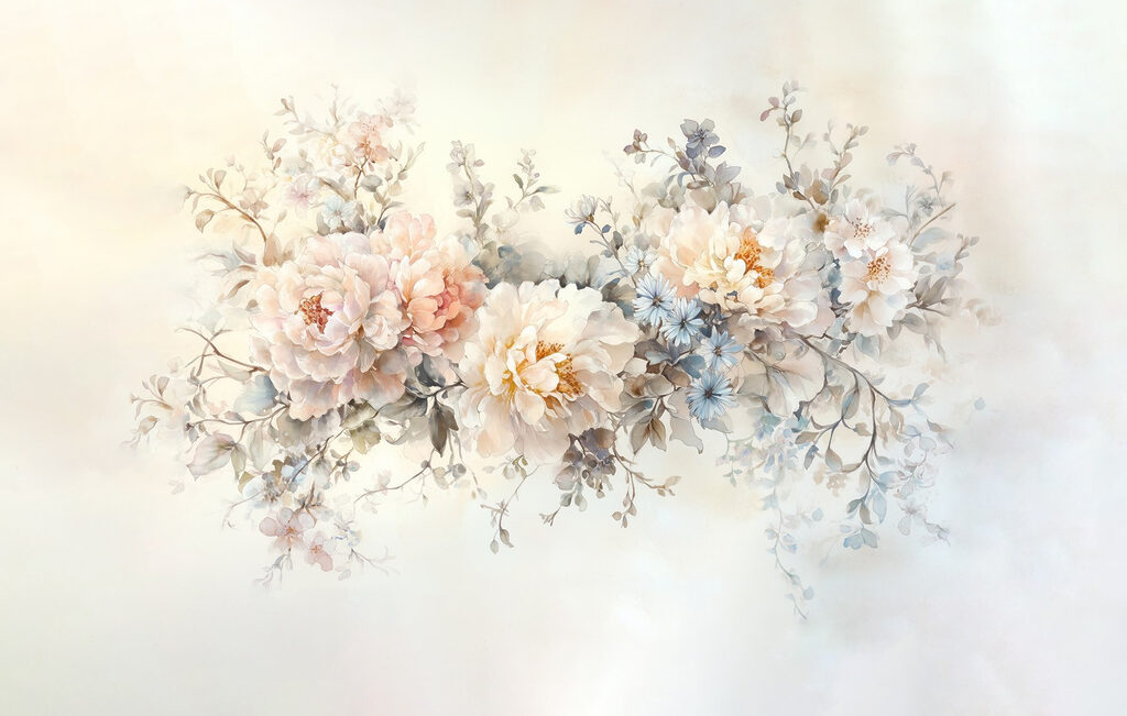 Bouquet in tenui colori — design completo