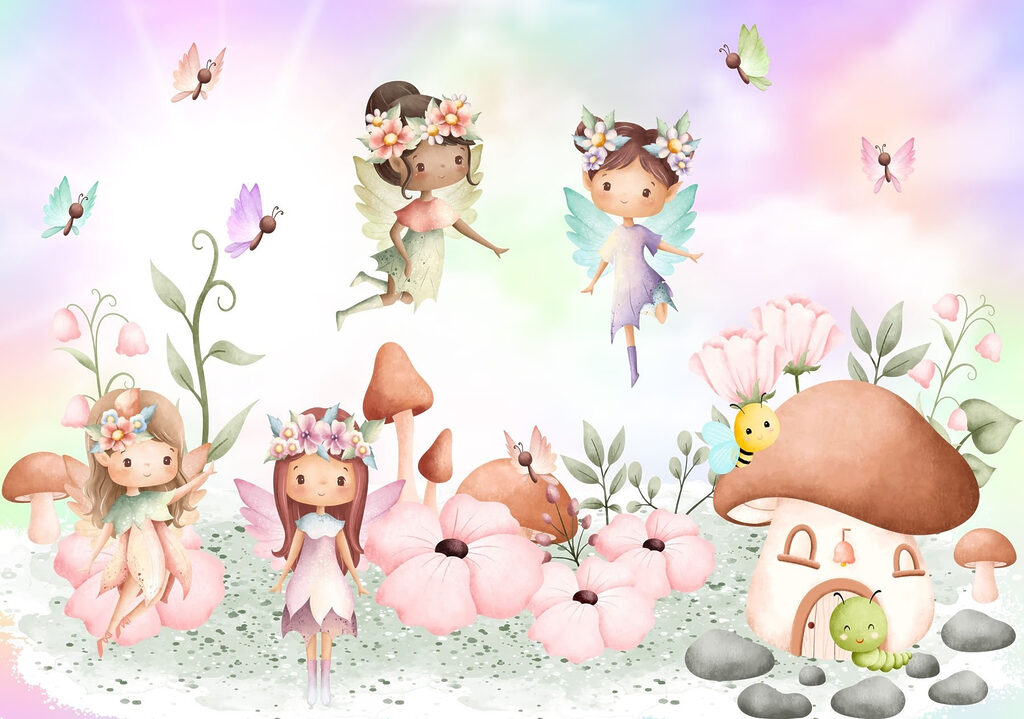 Fatine tra i funghi — design completo