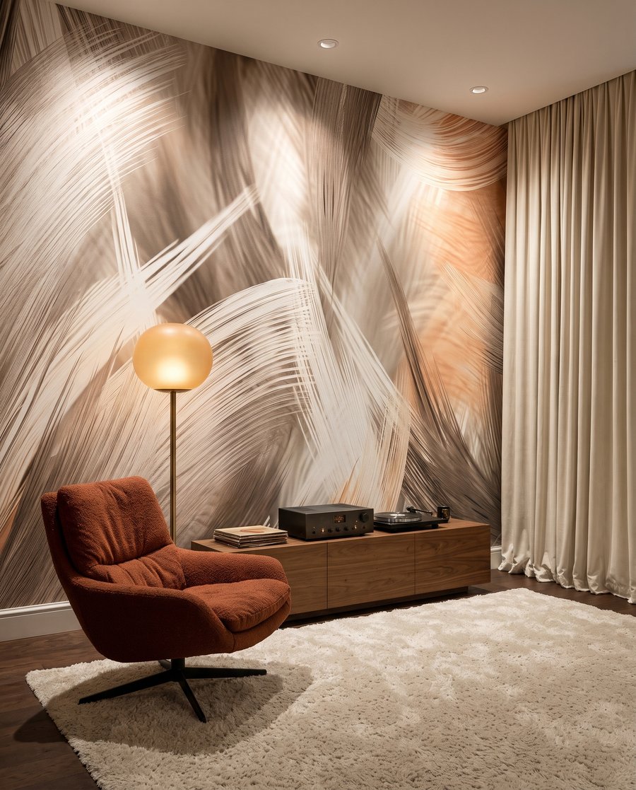 Pennellate ampie e curve in un ambiente