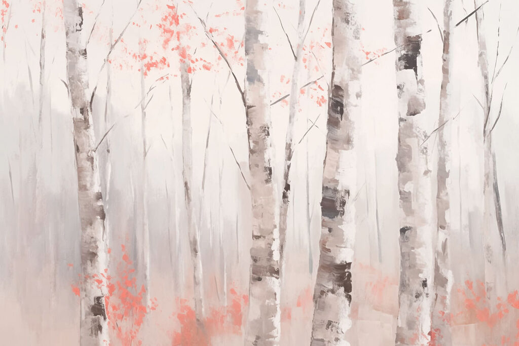 Betulla con accenti rosa — design completo