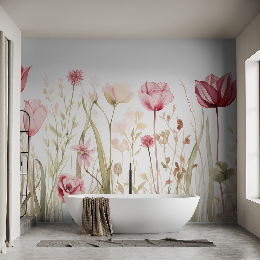 Tulipani rosa tra fiori — ambiente 2