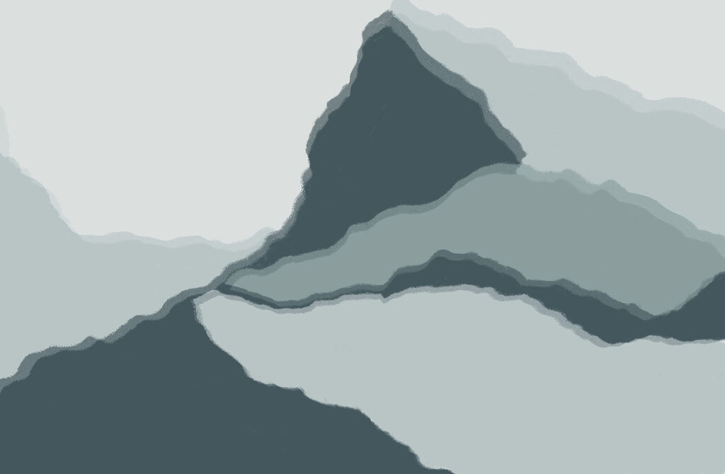 Montagne a strati grigio-azzurri — design completo