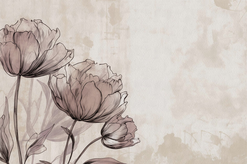 Linee floreali su beige — design completo