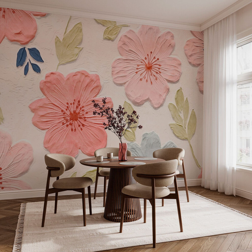 Fiori rosa con foglie — ambiente 3