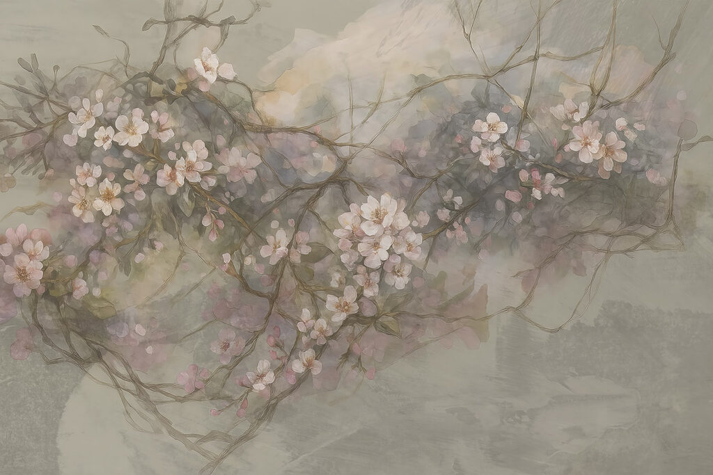 Rami sinuosi in fiore — design completo