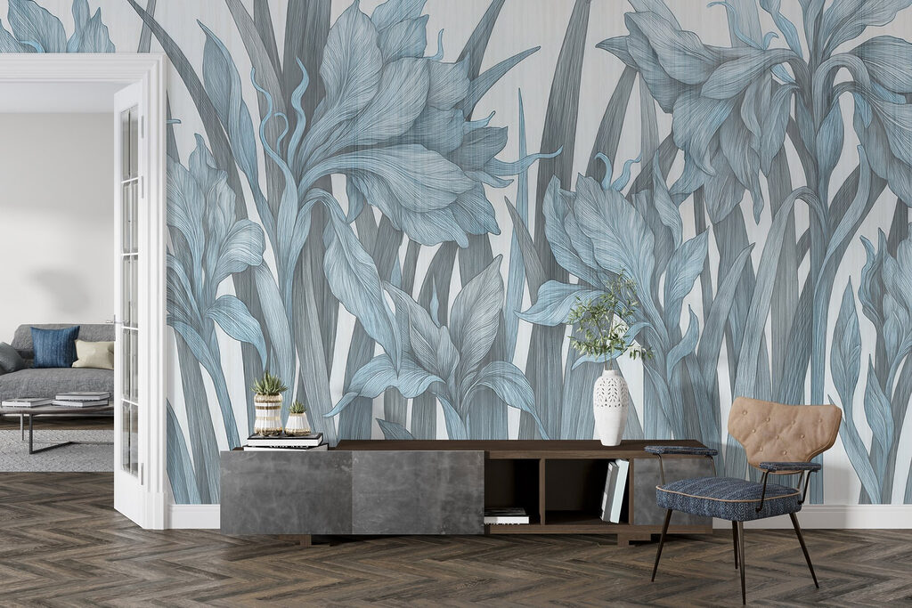 Iris azzurre su bianco — ambiente 2
