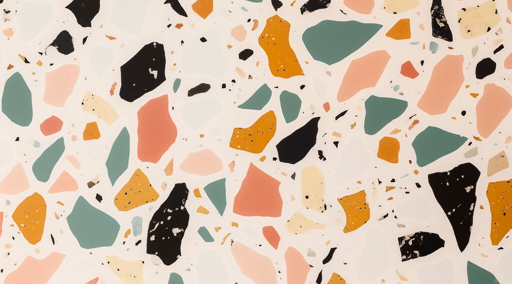 Tasselli colorati su pesca — design completo