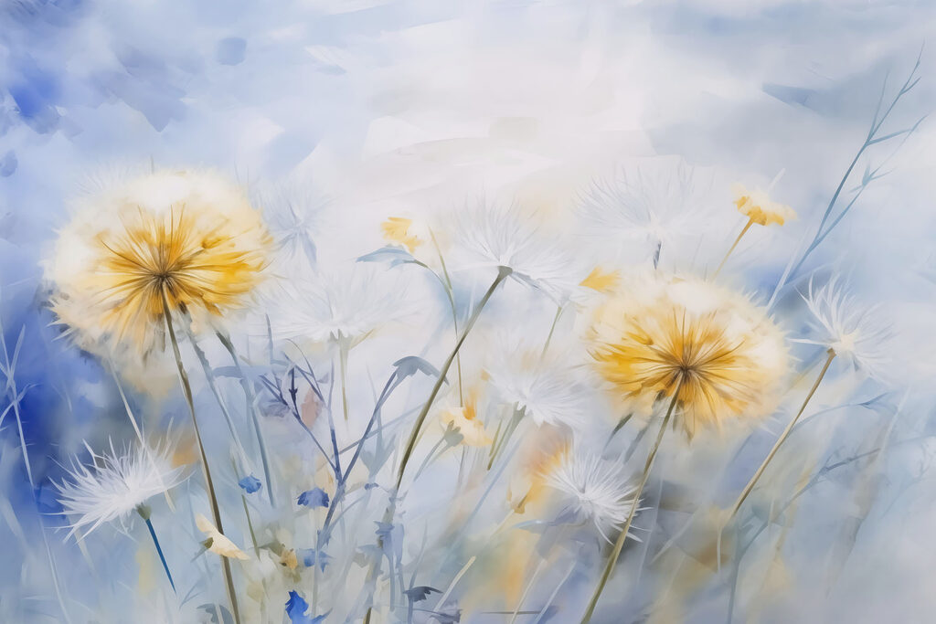 Fiori gialli su azzurro — design completo