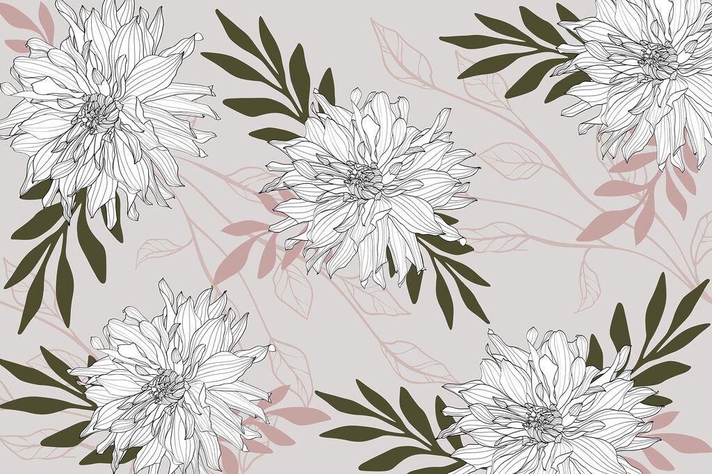 Contorni di fiori bianchi — design completo