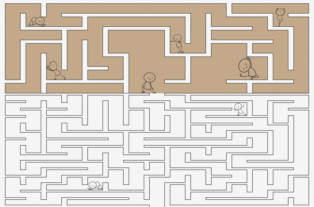 Labirinti con figurine — design completo