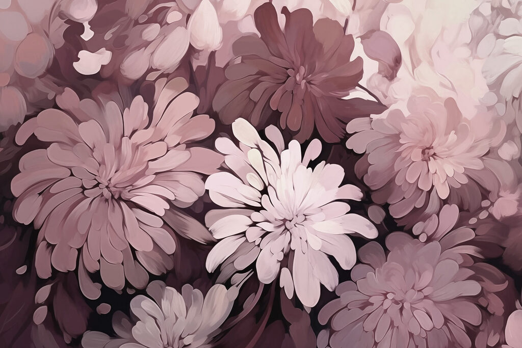 Fiori fitti color prugna — design completo