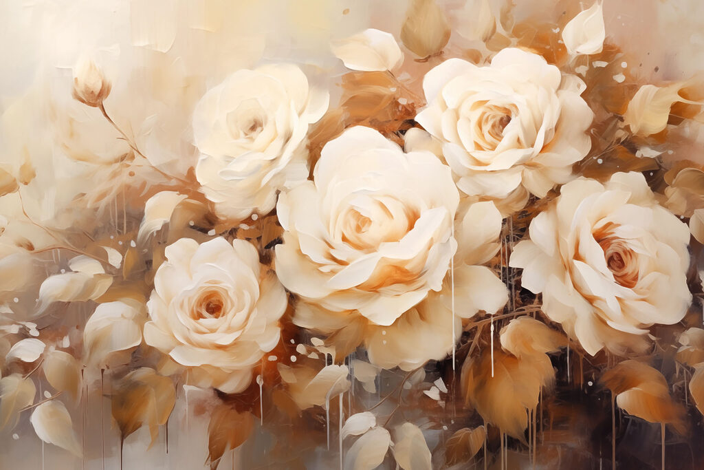 Rose bianche dipinte — design completo