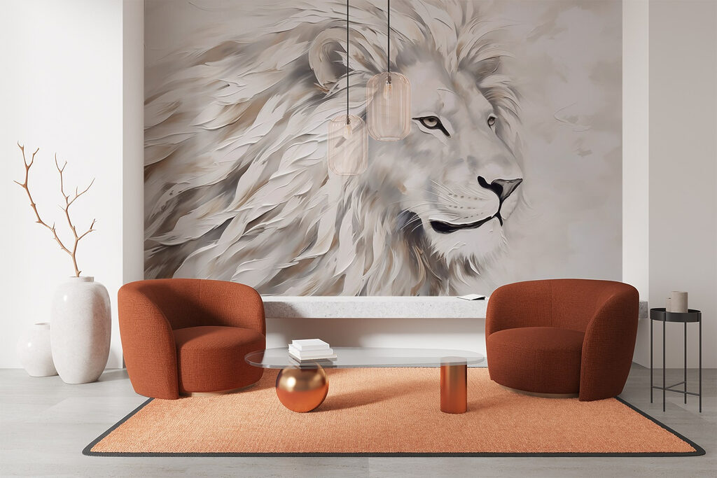 Leone bianco a pennellate — ambiente 1