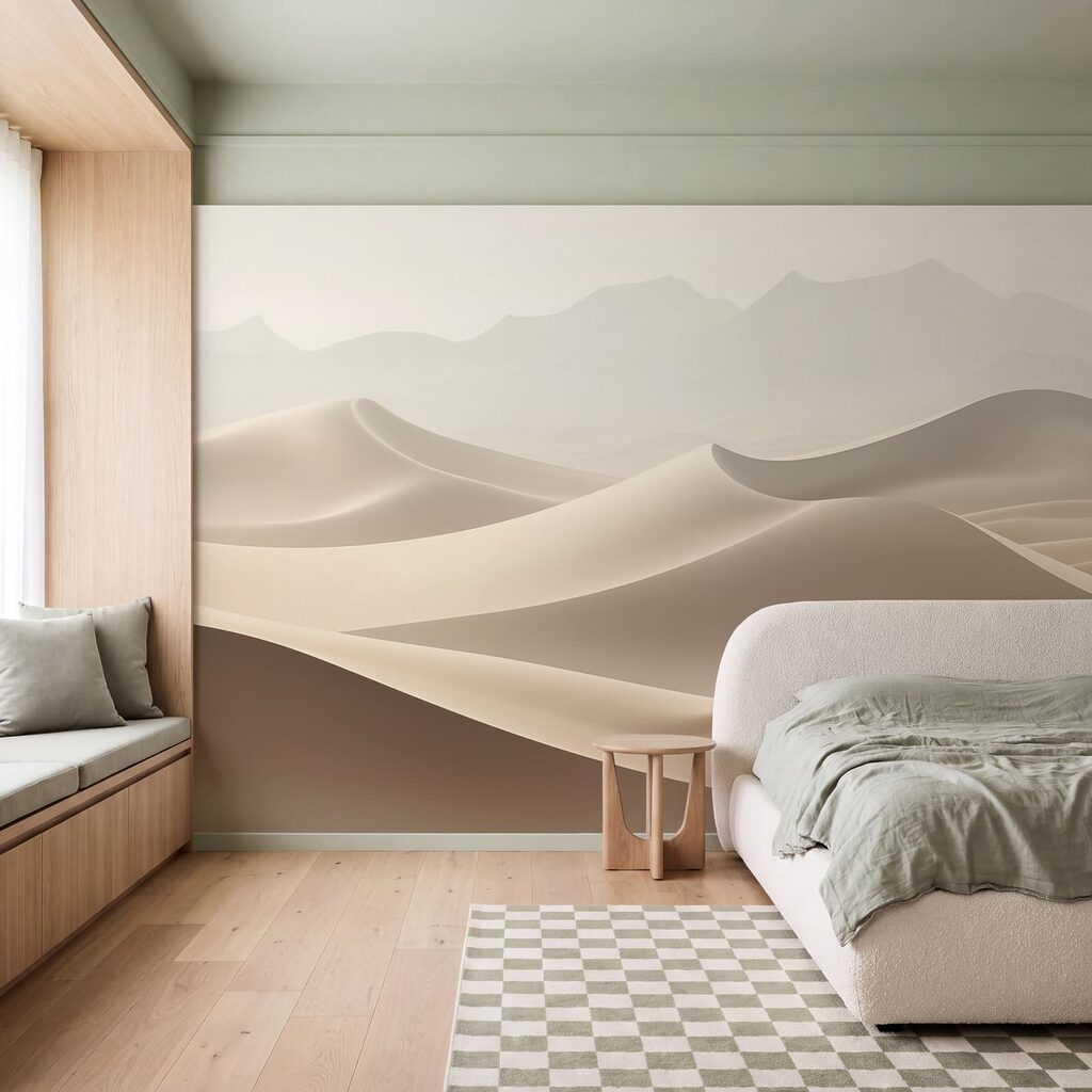 Dune sotto monti pallidi in un ambiente