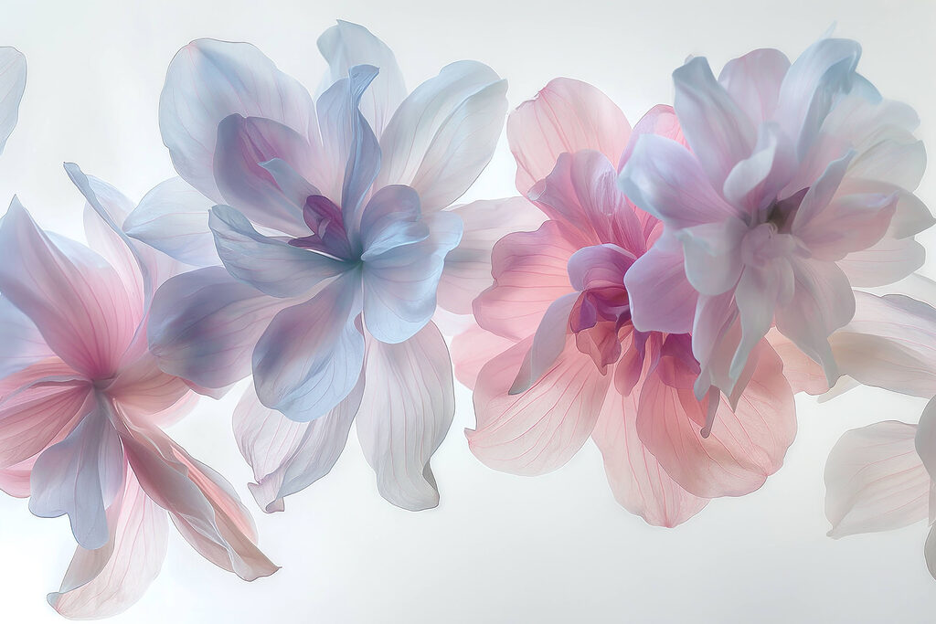 Fiori pastello su bianco — design completo