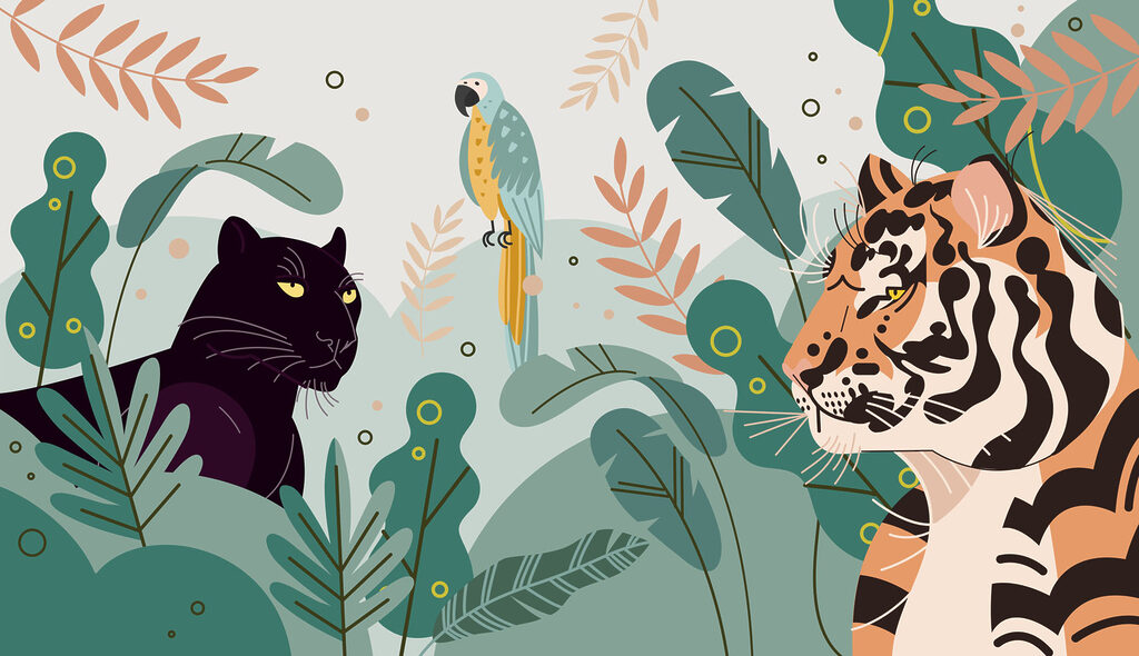 Tigre e pantera nera — design completo