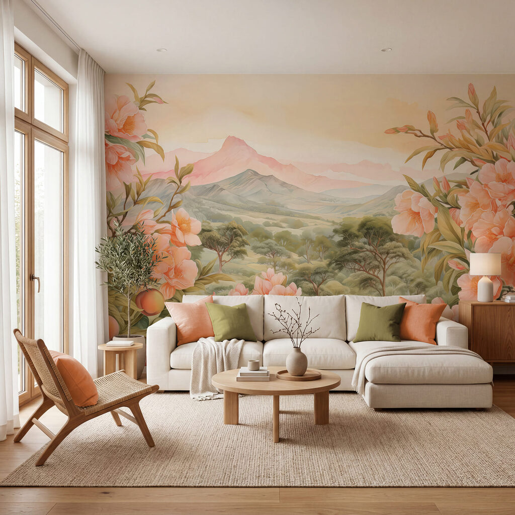 Valle tra fiori rosa — ambiente 2