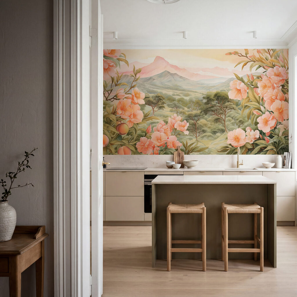 Valle tra fiori rosa — ambiente 1