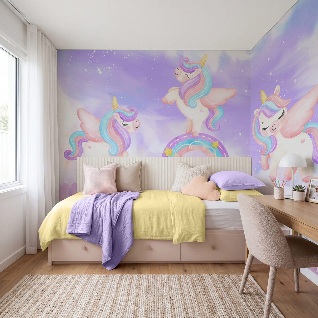 Unicorni in giardino pastello — ambiente 2