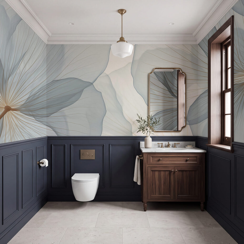 Petali blu con nervature in un ambiente