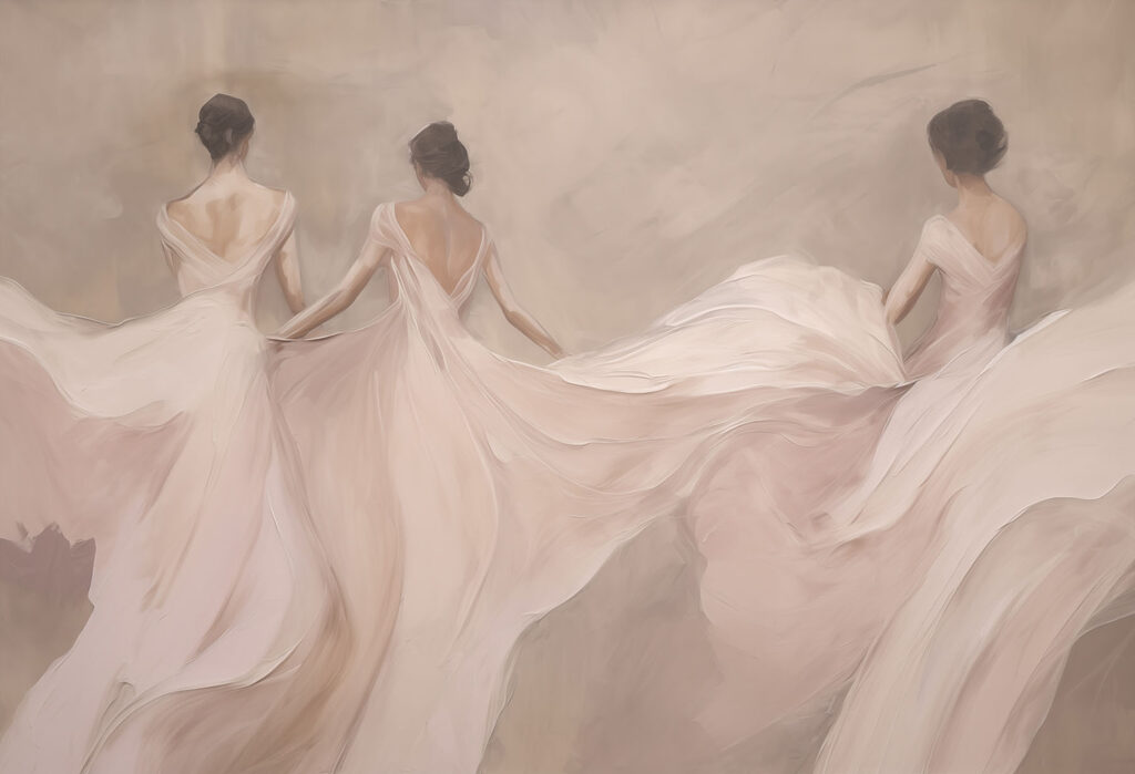 Tre ballerine in rosa — design completo