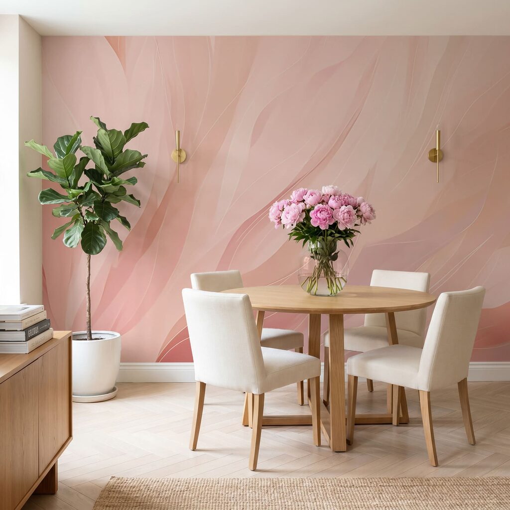 Strisce rosa come piume in un ambiente