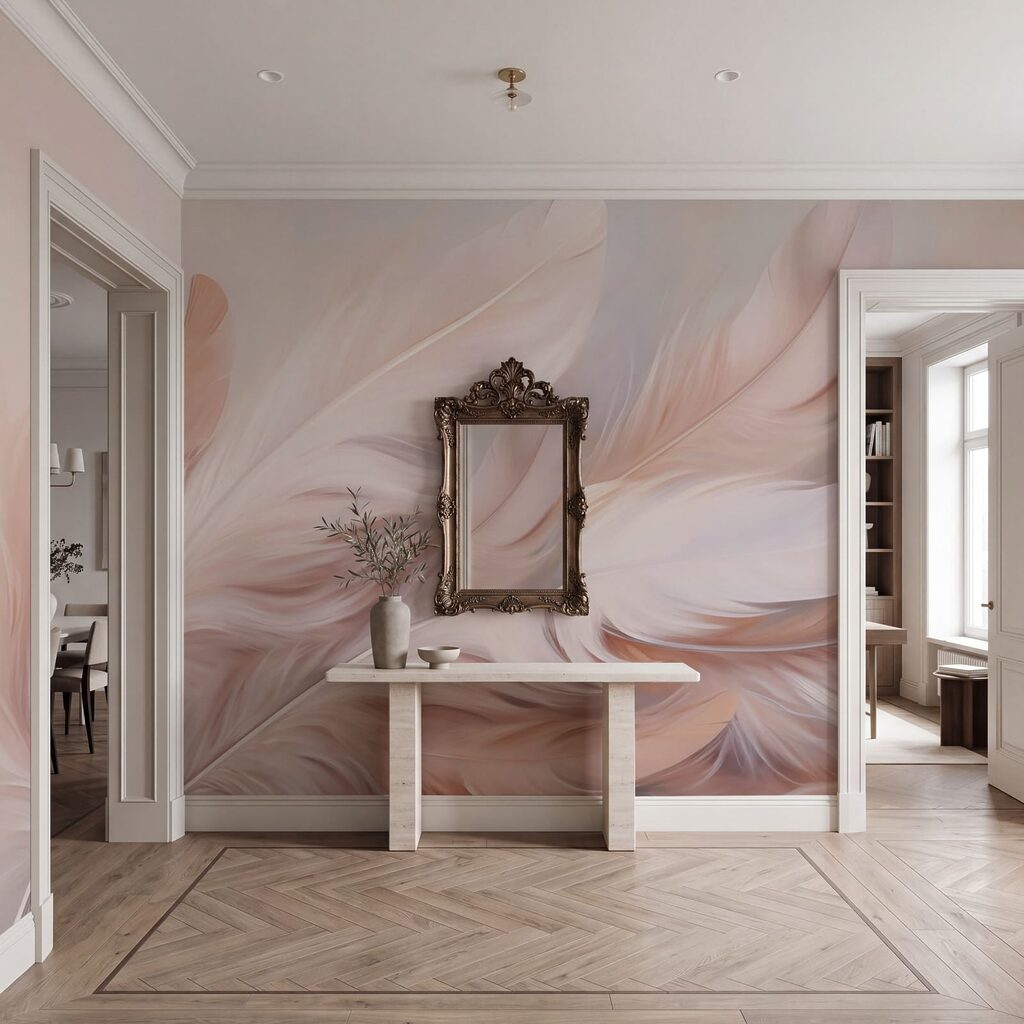 Piume rosa antico in un ambiente