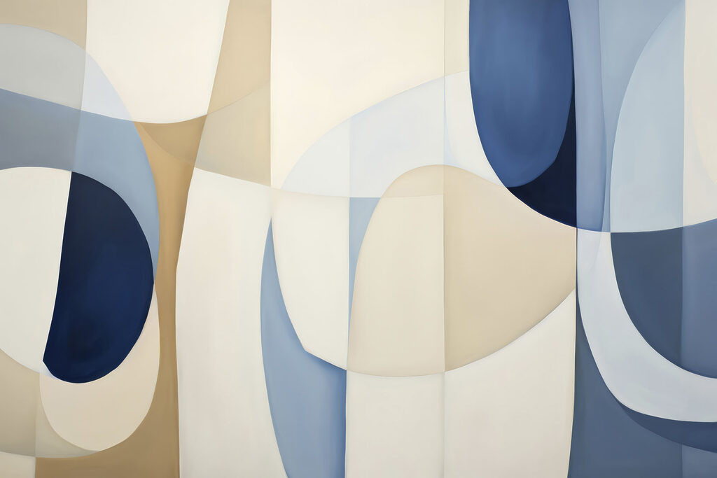 Archi blu su crema — design completo