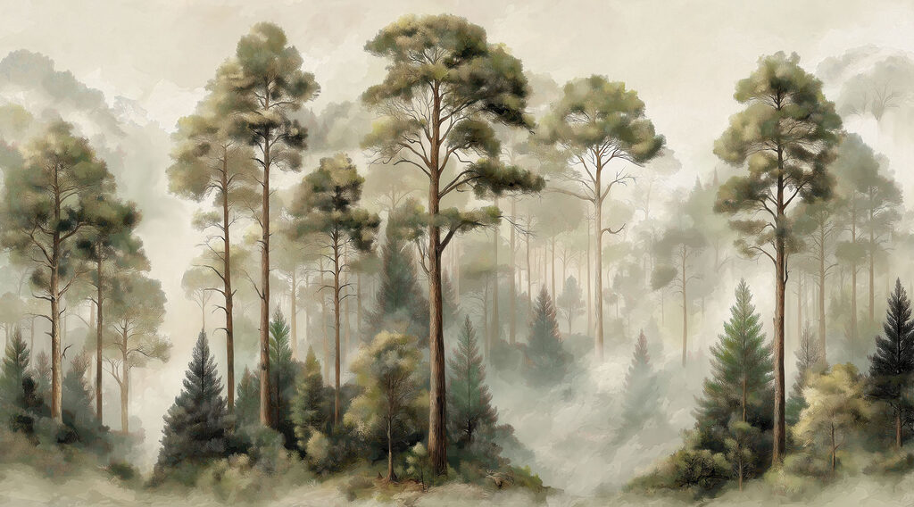 Alberi alti al mattino — design completo