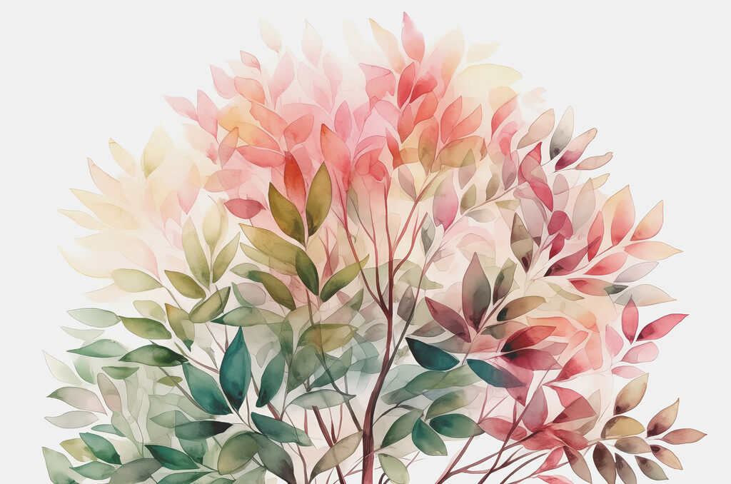 Foglie rosa e verdi — design completo